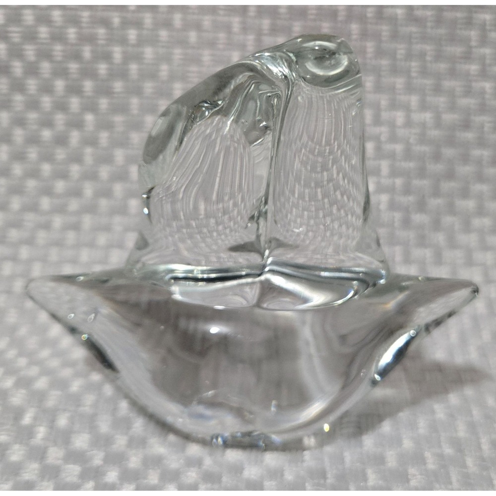 Clear Glass Sailboat Figurine Paperweight Whimsical Nautical Home Decor 4.5"